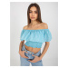 SVETLOMODRÝ CROP TOP S VOLÁNOM LK-TP-508609.37-LIGHT BLUE