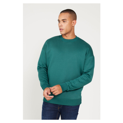AC&Co / Altınyıldız Classics Men's Dark Green Oversize Fit Wide Cut Cotton Fleece Inner 3 Thread