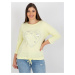 Light yellow women's blouse plus size with 3/4 sleeves