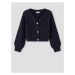 Dark Blue Girly Ribbed Cardigan with Balloon Sleeves Name it - Unisex