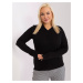 Black women's plus size sweater knitted with cable