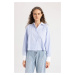 DEFACTO Crop Striped Poplin Long Sleeve Shirt