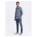 Ombre Men's plaid flannel shirt - blue-gray