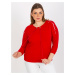 Red blouse plus size with inscriptions and lanyards