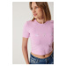 Happiness İstanbul Women's Pink Bow Detailed Crop T-Shirt