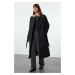 Trendyol Black Oversize Belted Water Repellent Long Quilted Puffer Coat