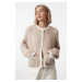 Trendyol Beige Premium Yarn/Special Yarn Soft Textured Chenille Knit Cardigan