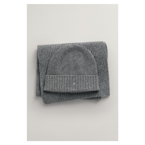 SET ČAPICA A ŠÁL GANT SHIELD BEANIE & SCARF GIFT SET šedá