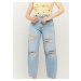 TALLY WEiJL Light blue trimmed straight fit jeans with tattered effect TALLY - Women