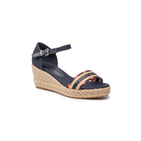 Tommy Hilfiger Espadrilky Corporate Webbing Low Wedge FW0FW06293 Tmavomodrá