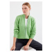 Bigdart 15880 Zippered Knitwear Cardigan - E.Green