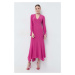 Hodvábne šaty Patrizia Pepe ružová farba, maxi, rovný strih