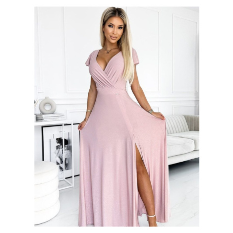 Trblietavé dámske šaty 411-6 v ružovej farbe , VEĽKOSŤ NOVÉ M