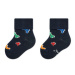Happy Socks Súprava 2 párov vysokých detských ponožiek KDDB45-6500 Tmavomodrá