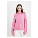 DEFACTO Oversize Fit Wide Pattern Half Zipper Stand Collar Knitwear Sweater