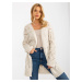 Light beige women's openwork cardigan without fastening