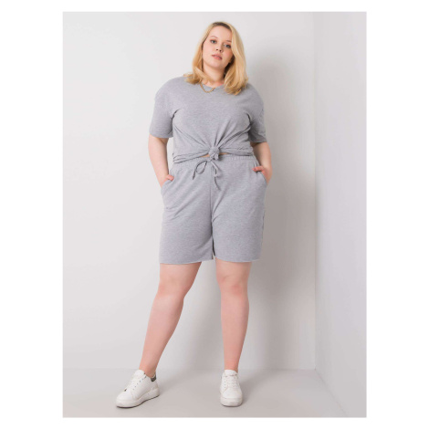 Grey cotton shorts in Plus size