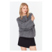 Trendyol antracit mäkký textúrovaný široký pletený sveter