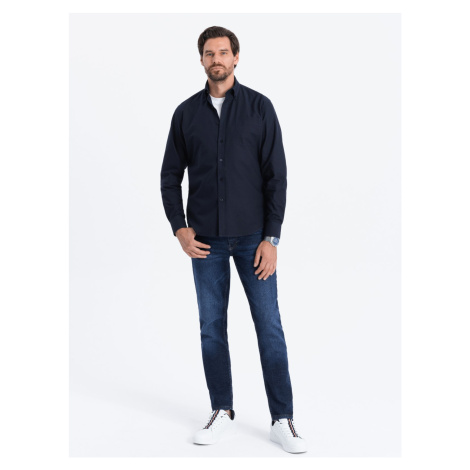 Ombre Oxford REGULAR men's fabric shirt - navy blue