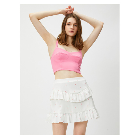 Koton Tiered Mini Skirt with Flowers Embroidered