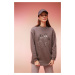 DEFACTO Regular Fit Crew Neck Embroidered Soft Fuzzy Thin Sweatshirt Tunic