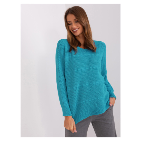 Blue women's classic long-sleeved sweater