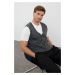 Trendyol Smoked FL Regular V-Neck Plain Knitwear Vest