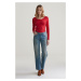 TRIČKO GANT SLIM COT/ELA LS SCOOP NECK TOP RUBY RED