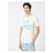 Koton Slogan Printed T-Shirt with a Summer Theme, Crew Neck, Slim Fit.