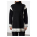 Trendyol Black Striped High Collar Knitwear Sweater