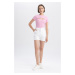 DEFACTO High Waist Double Leg Gabardine 100% Cotton Shorts