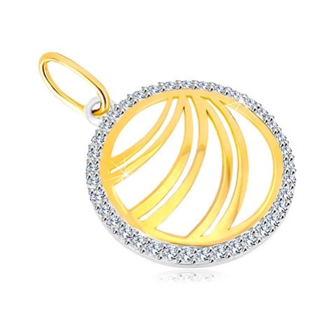 Zlatý prívesok 585 - zdvojené línie v zirkónovom prstenci z bieleho zlata
