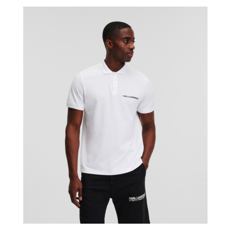 Tričko Karl Lagerfeld Elongated Logo Pique Polo White