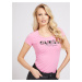Guess ružové tričko Glitter Front Logo