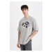 DEFACTO Oversize Fit Crew Neck Printed 100% Cotton T-Shirt