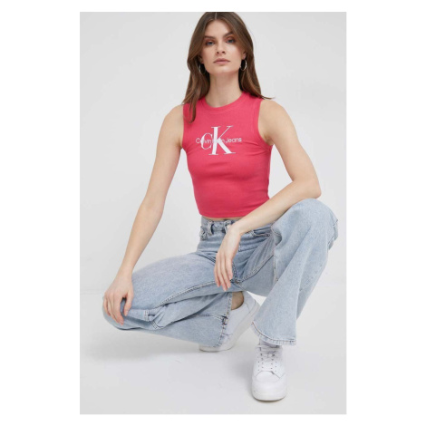 Top Calvin Klein Jeans dámsky, ružová farba