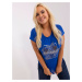 Cobalt blue women's blouse plus size with slogan