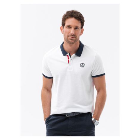 Ombre Men's polo shirt with colorful accents - white