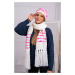 Women's set with scarf Anika K304 ecru + fuchsia