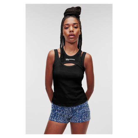 Tričko Karl Lagerfeld Jeans Klj Layered Ribbed Tanktop Black