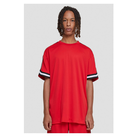 Men's Oversized Stripes Mesh Tee T-Shirt - Red Urban Classics