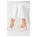 Fox Shoes Women's White Platform Thick Heeled Shoes