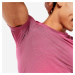 Kompresné tričko na posilňovanie s krátkym rukávom priedušné s okrúhlym výstrihom ružové
