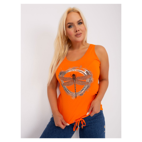Orange women's plus-size top with print