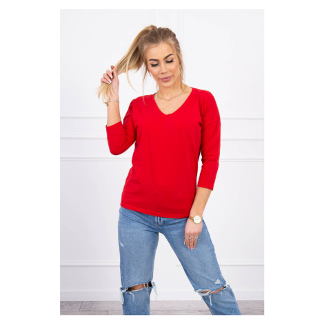 Red blouse with V-neck