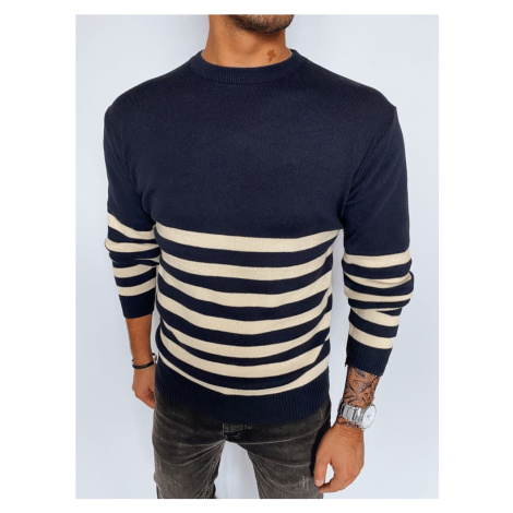 Men's Navy Blue Striped Dstreet Sweater