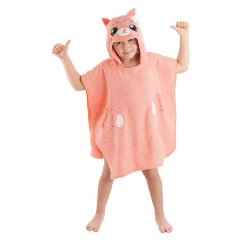 Denokids Cat Girl Pink Towel Poncho