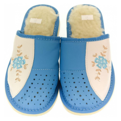 Dámske kožené modré papuče MELANY John-C