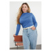 Trendyol Curve Indigo Gather Detailed Knitted Plus Size Blouse