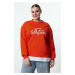 Trendyol Curve Red Looney Tunes Licensed Crew Neck Knitted Plus Size Sweatshirt